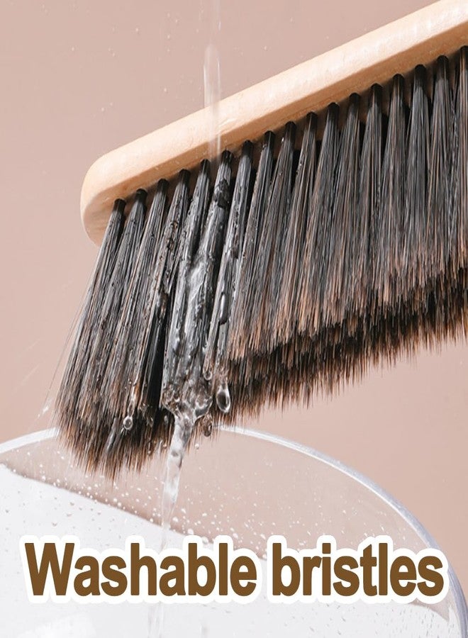 HMIEPRS 2 Pieces Wooden Dust Brush Hand Broom, Bench Brushes with Bristles, Handle Hair Brushes for Counter Bed Sofa Car Fireplace Household Woodworking Cleaning (Brown, Yellow) - Image 4